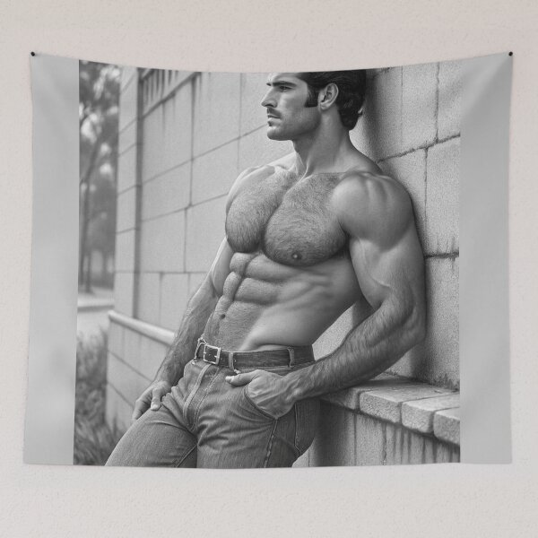 Item preview, Muscular male posing against wall designed and sold by gayishdesign.
