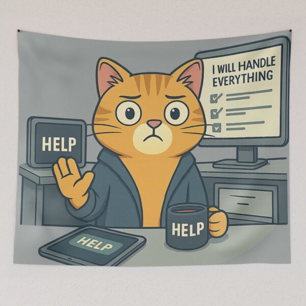 Item preview, AI Overload Cat Asked for Help Not Takeover designed and sold by memememescat.