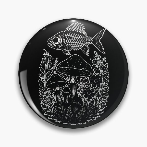 Item preview, Fish Skeleton In Mushroom Garden Goth designed and sold by TomFrontierArt.