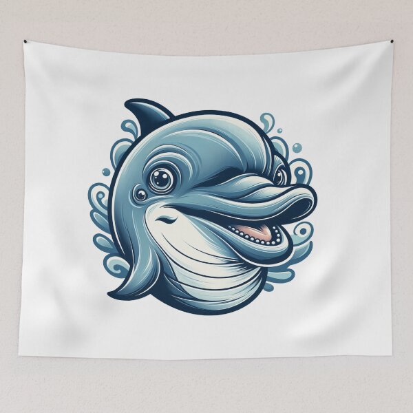 Item preview, Funny Playful Dolphin Art - Vibrant Aquatic Design designed and sold by latelierdechris.