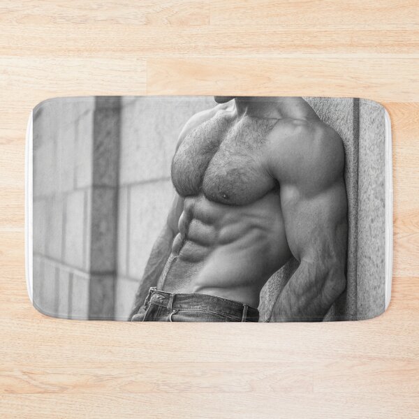 Item preview, Fit classic male posing against wall and looking down designed and sold by gayishdesign.