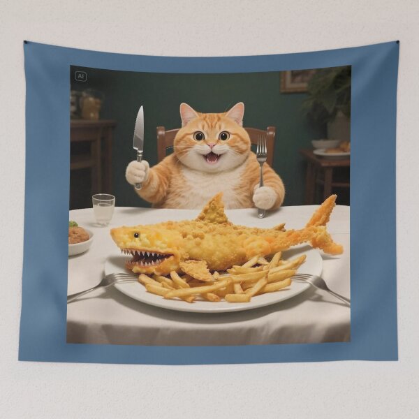 Item preview, shark and chips designed and sold by artsmeow.