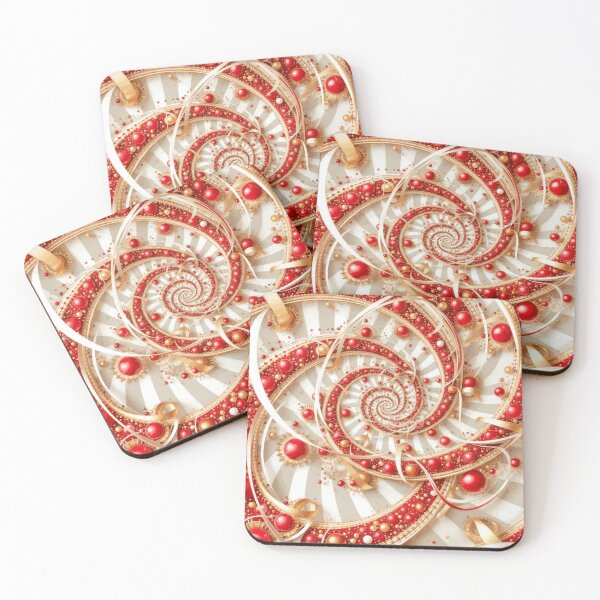 Item preview, Abstract Spiral  Red White Gold 256 designed and sold by Vicky Brago-Mitchell®.