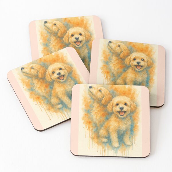 Item preview, Golden Duo – Watercolor Maltipoo Companions designed and sold by GusiaTreasures.