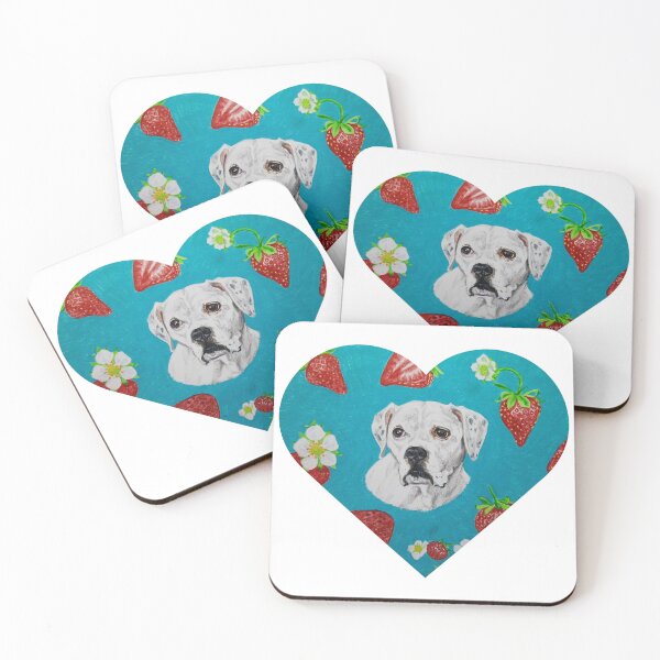 Item preview, American Bulldog with Strawberries (Heart) designed and sold by scribblesbyelr.