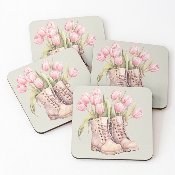 Item preview, Cute, Vintage boots, tulips,  flowers, pastell, romantic designed and sold by Coolparrotgirl.