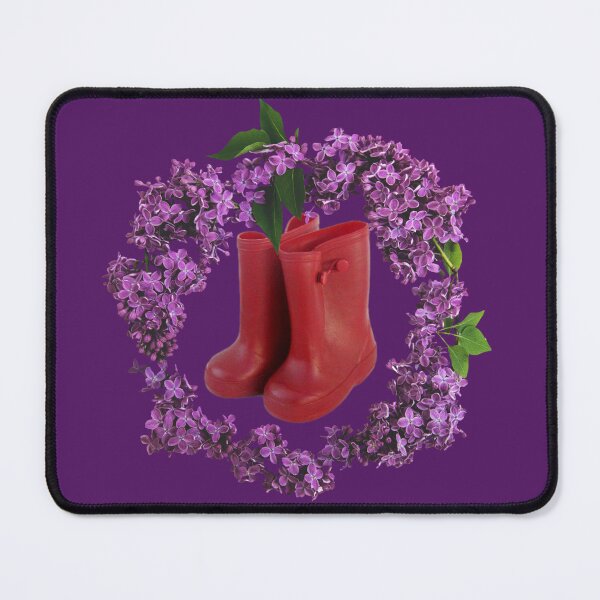Item preview, Retro Child's Red Rubber Boots in Purple Flower Wreath designed and sold by WigOutlet.