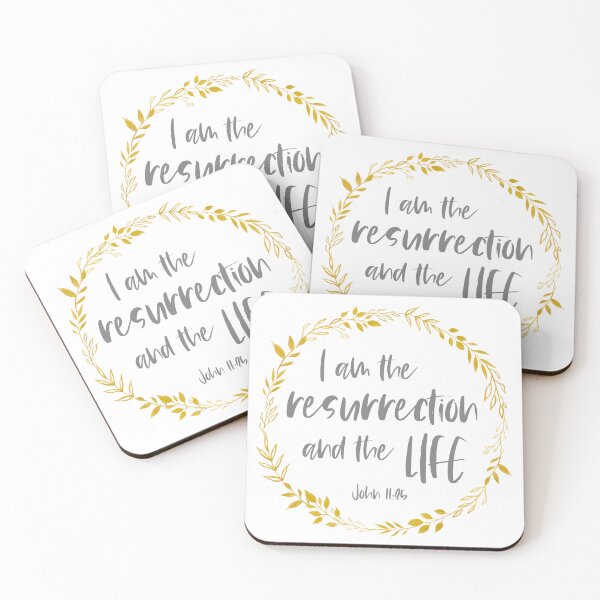 Item preview, Christian Bible Verse: I am the resurrection and the life + wreath designed and sold by Ofeefee.