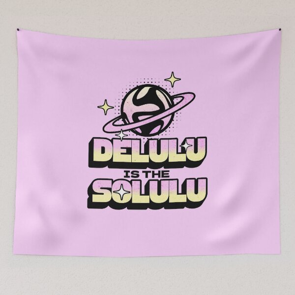 Item preview, Delulu Is the Solulu Groovy Planet Gen Z Aesthetic Funny TikTok Y2K Meme Quote designed and sold by darkskydelights.