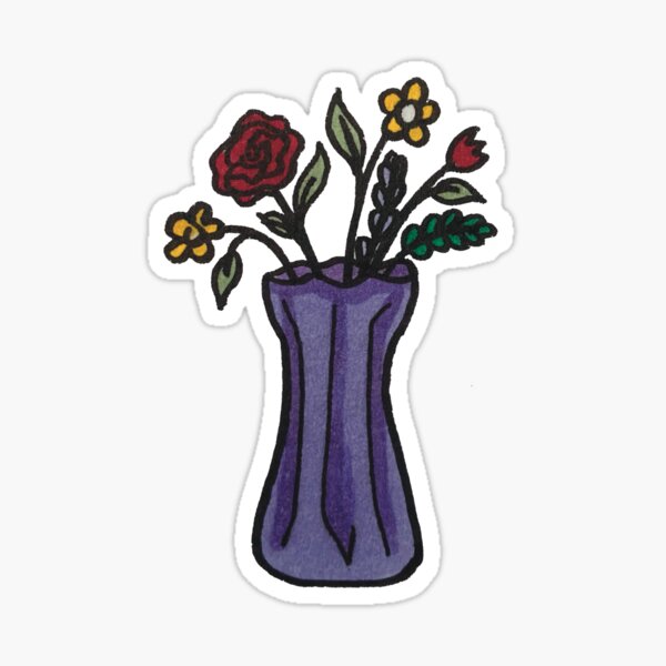 Item preview, Flowers in a purple vase designed and sold by CreatedByKay-.