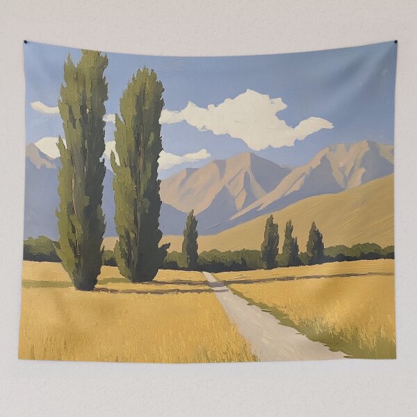 Item preview, Kyrgyzstan landscape | Post-impressionist painting style designed and sold by ComicsFactory.