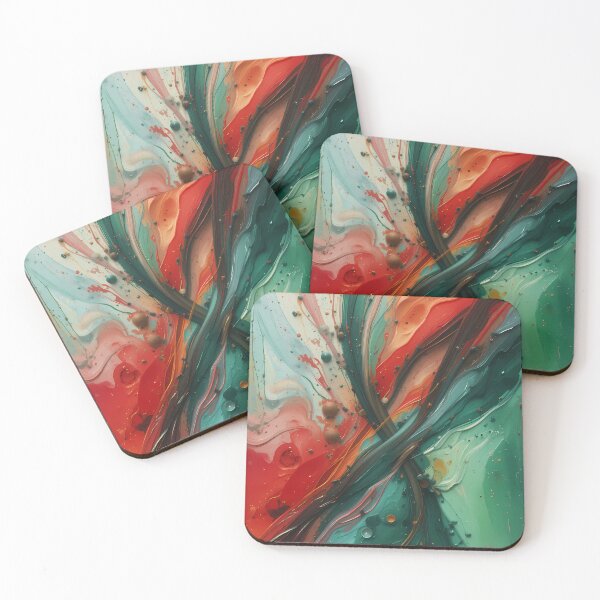 Item preview, Good Vibes Red Green Colors Abstract Paint Art designed and sold by ART ATTACK ZONE.