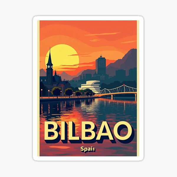 Item preview, Bilbao Spain Retro Poster | Digital Pop Art Cityscape | Colorful Spanish Travel Wall Art | Vintage Style Bilbao Decor designed and sold by PaintedPixels01.