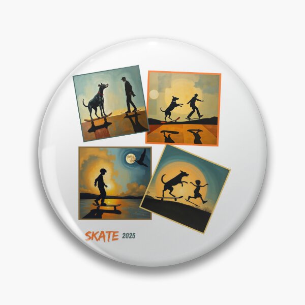 Item preview, "Skating Buddies - Dog and Human Skateboarding Friends 2025" designed and sold by TaniaJ2024.
