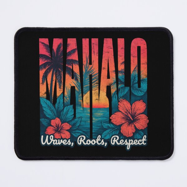 Item preview, MAHALO – Waves, Roots, Respect | Tropical Synthwave Design designed and sold by EpochFusion.