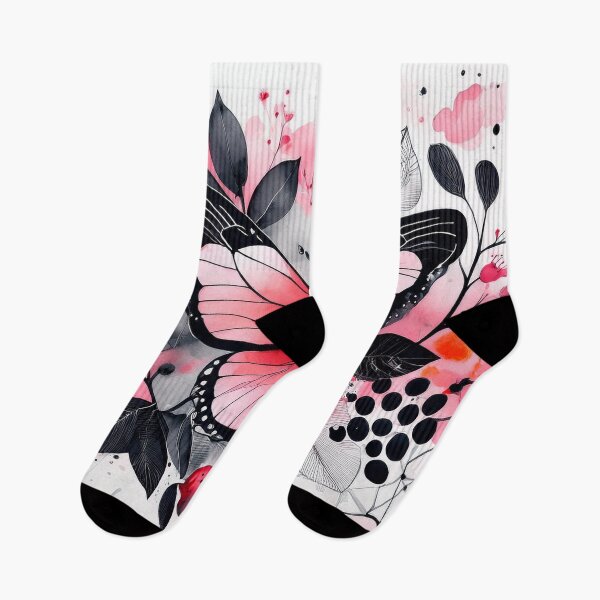 Item preview, Pastel pink wildflower botanical garden florals, butterfly, flowers and leaves, spring theme, brilliant colors designed and sold by navitalidesign.