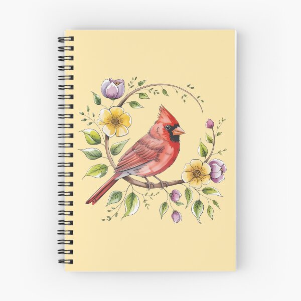 Item preview, Northern Cardinal Floral Wreath Illustration designed and sold by BirdsnStuff.