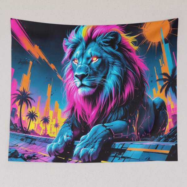 Item preview, Cyber Lion Beneath the Glitching Sun designed and sold by Blueangelgal.