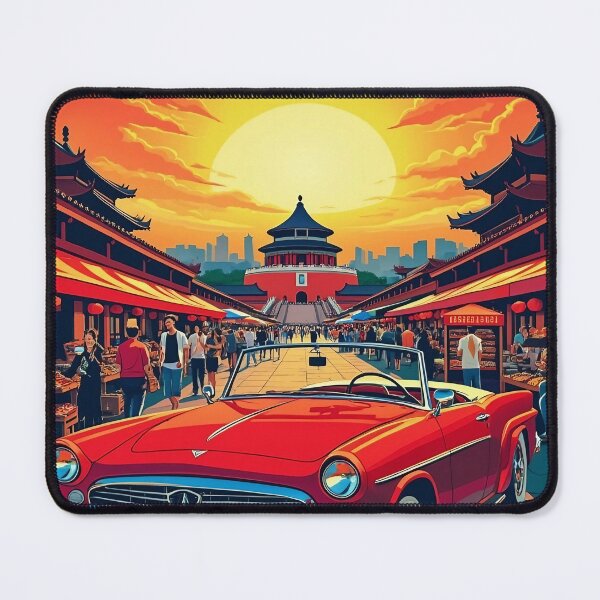 Item preview, Vibrant Retro Pop Art of Beijing | Digital Cityscape Design | Retro Style Beijing Artwork | Bold Beijing Landmark Art designed and sold by PaintedPixels01.