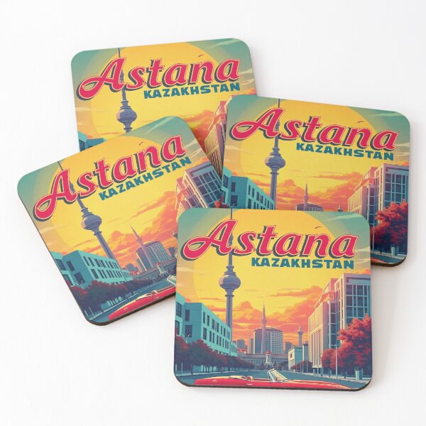 Item preview, Astana Kazakhstan Retro Pop Art | Futuristic Skyline Art | Colorful Cityscape Wall Decor | Bold Urban Travel Poster designed and sold by PaintedPixels01.
