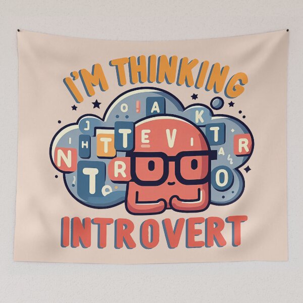 Item preview, I'm Thinking Introvert, typography designed and sold by maxmaj.