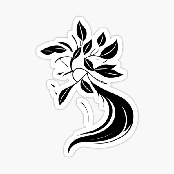 Vista previa del artículo con la obra «Silueta minimalista de mujer botánica: elegante arte negro con cabello suelto y hojas.», diseñado y vendido por coffeetime-ait.