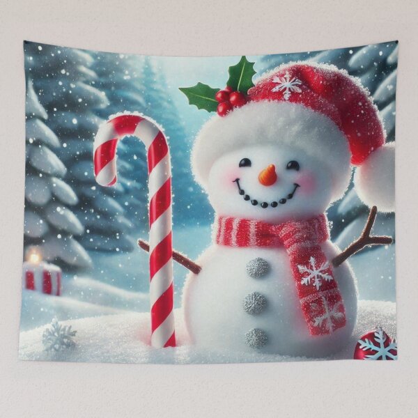 Item preview, Winter Wonderland Delight: Snowman Holding a Candy Cane designed and sold by Beyond Threaded.