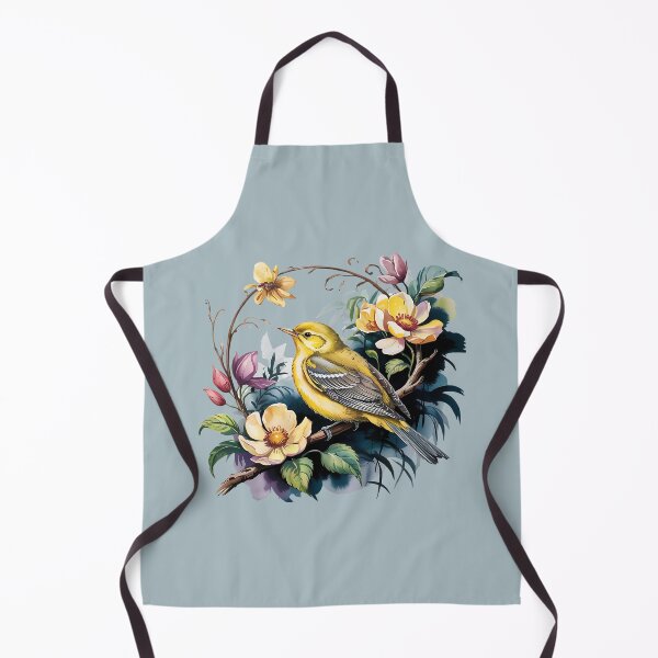 Item preview, Yellow Warbler with Wild Garden Flowers designed and sold by BirdsnStuff.