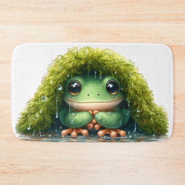 Item preview, Frog Sitting Under Moss Blanket, Rainy Day Cottagecore Frog Art designed and sold by Adorablehaunts.
