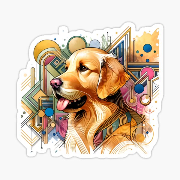 Artikel-Vorschau von Golden Retriever Portrait mit Art-Deco-Hintergrund, designt und verkauft von TWPub.