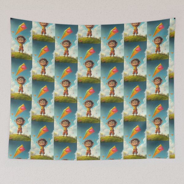Item preview, Smiling Boy Holding a Kite in a Meadow designed and sold by Angellacelin.