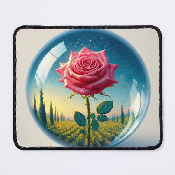 Item preview, A Realistic Van Gogh Art - A pink Rose in a Bubble in Calming setting designed and sold by erkabees.