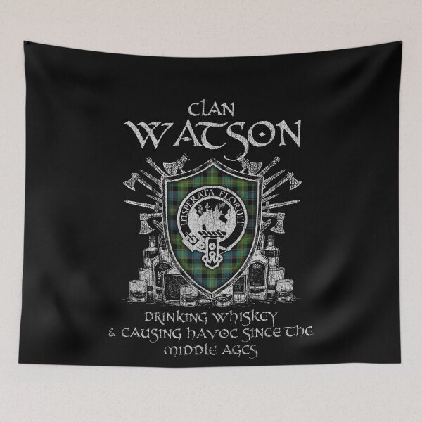 Artikelvorschau, Clan Watson 2 trinkt Whisky und verursacht Chaos Erbe Wappen Tartan Plaid entworfen und verkauft von Clan1093.