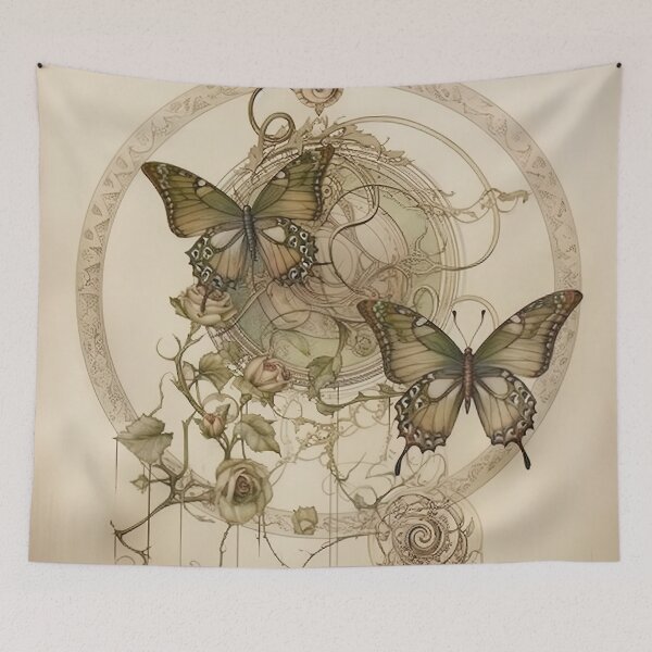 Aperçu de l'œuvre Symphonie de papillons dans un univers floral créée et vendue par bloorose.