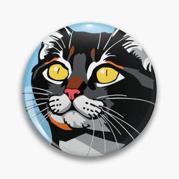 Item preview, Pop Art Cat – Black & Orange Kitty on Bold Blue designed and sold by BlindCatCreative.