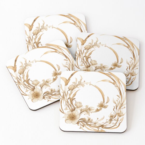 Item preview, Golden Bloom Wreath – Elegant Floral Frame designed and sold by CharmingGarden.