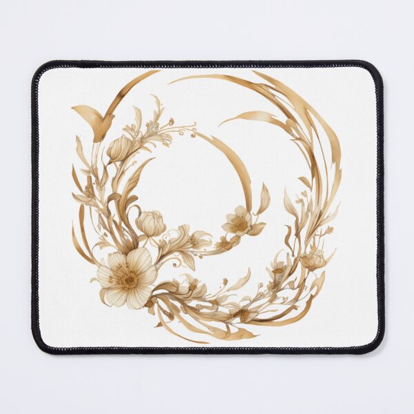 Item preview, Golden Bloom Wreath – Elegant Floral Frame designed and sold by CharmingGarden.