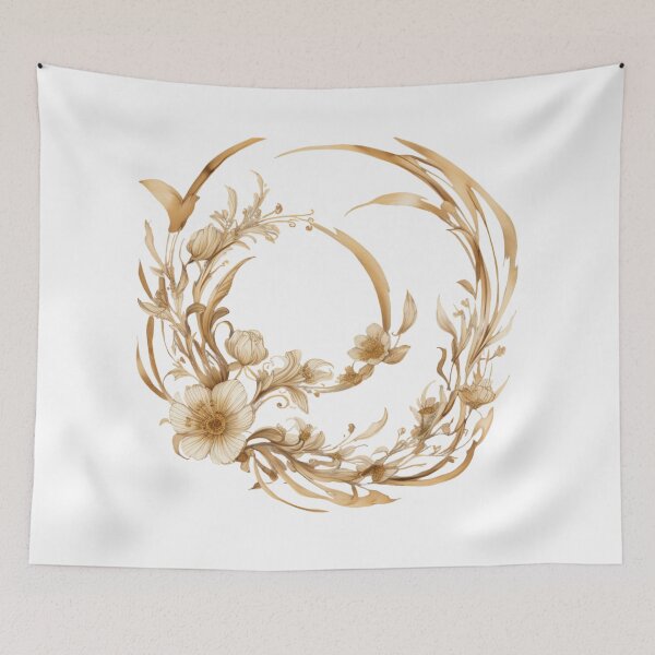 Item preview, Golden Bloom Wreath – Elegant Floral Frame designed and sold by CharmingGarden.