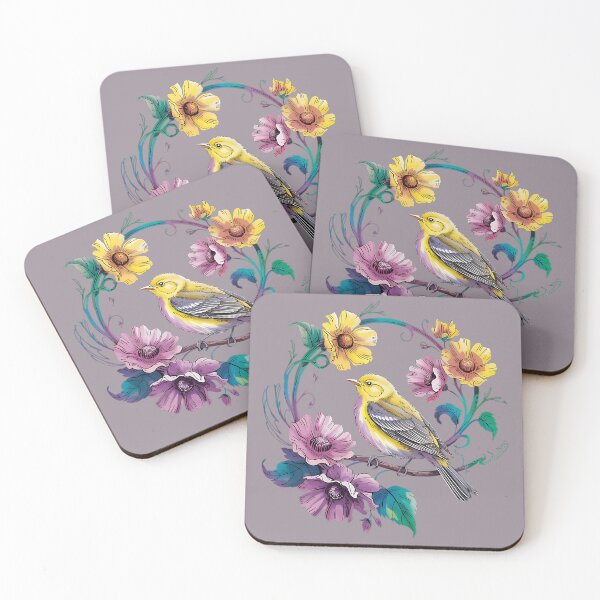 Item preview, Yellow Warbler with Blooming Wildflowers designed and sold by BirdsnStuff.