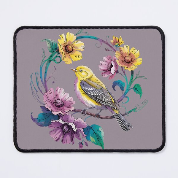 Item preview, Yellow Warbler with Blooming Wildflowers designed and sold by BirdsnStuff.