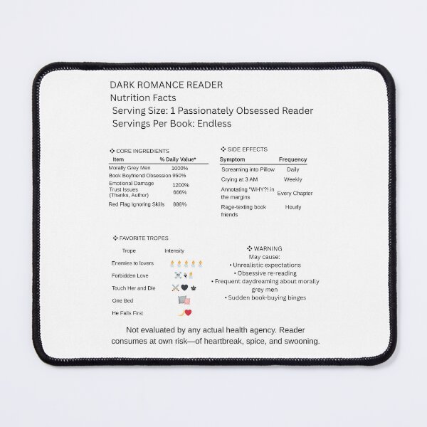 Item preview, dark romance nutrition facts black designed and sold by CottonandQuill.