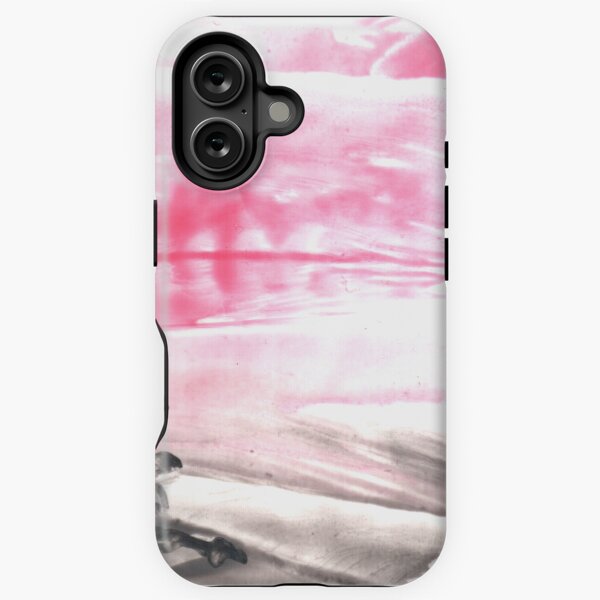 Item preview, Pink landscape with nature and architecture. Siheyuan house. Art, painting. Encaustic, art decoration, sketch. Illustration hand drawn modern, hot wax new designed and sold by grafinya.