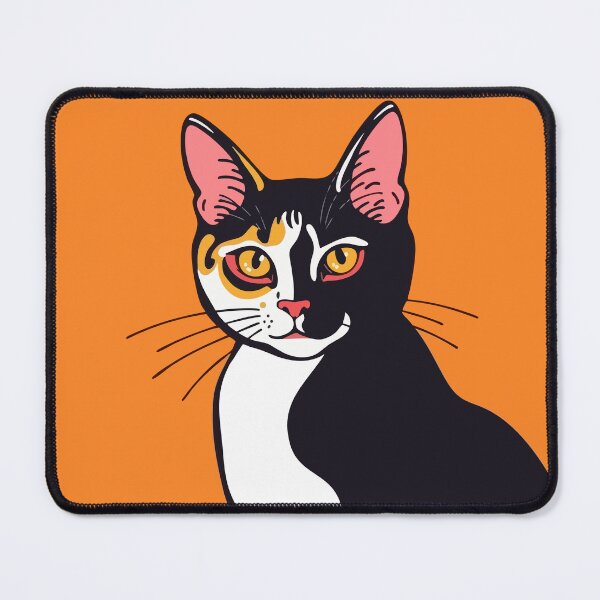 Item preview, "Pop Art Cat – Black & White Feline on Bold Orange Background" designed and sold by BlindCatCreative.