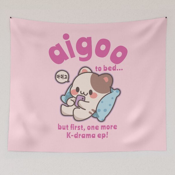 Item preview, Fun K-Drama Phrase | Funny K-Drama Saying | Aigo to Bed – K-Drama Binge Cat designed and sold by KGlam.