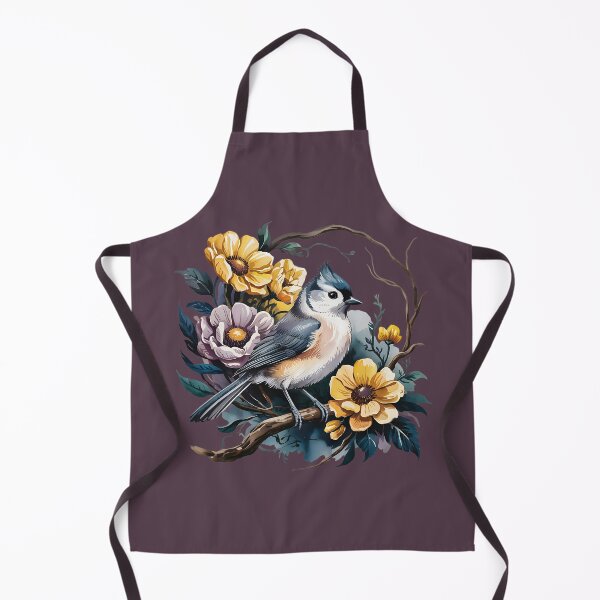 Item preview, Tufted Titmouse with Wild Blossoms designed and sold by BirdsnStuff.