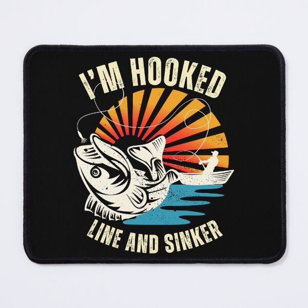 Item preview, Funny Fishing Shirt - I'm Hooked Line and Sinker T-Shirt - Retro Vintage Fisherman Gift for Men and Women designed and sold by boundlessly2art.