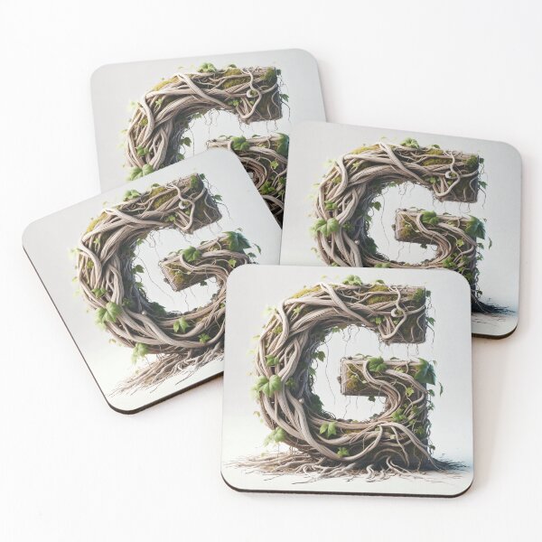 Item preview, a monogram of a big G surrounded by roots and vines  designed and sold by Highpinch.