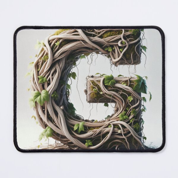 Item preview, a monogram of a big G surrounded by roots and vines  designed and sold by Highpinch.