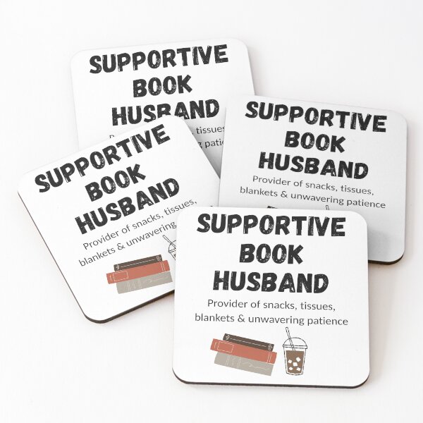 Item preview, Supportive Book Husband black text designed and sold by CottonandQuill.