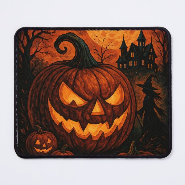 Item preview, Halloween scary pumpkin creepy house background shirt cup designed and sold by SharpDigiDesign.